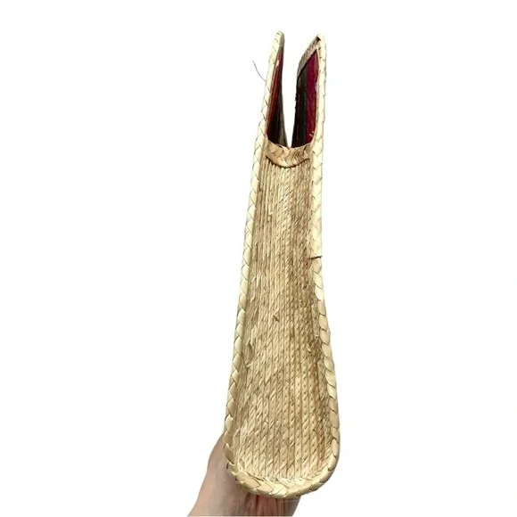 Rainbow Striped Structured Straw Top Handle Bag - Picture 7 of 8